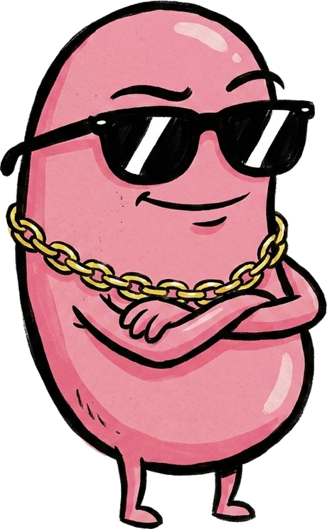 The $KIDNEY mascot with sunglasses, arms crossed